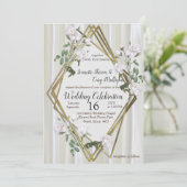 Weiße Rose in Aquarellfarben auf Champagnerseide Einladung (Stehend Vorderseite)