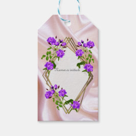 Weiße Rose in Aquarellfarben auf Champagnerseide Geschenkanhänger