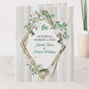 Weiße Rose in Aquarellfarben auf Champagnerseide Karte