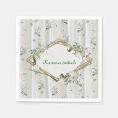 Weiße Rose in Aquarellfarben auf Champagnerseide Serviette (Vorderseite)