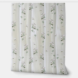 Weiße Rose in Aquarellfarben auf Champagnerseide Tapete