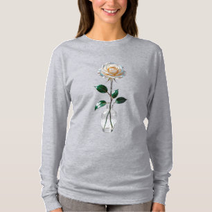 Weiße Rose in einem Vase-T - Shirt