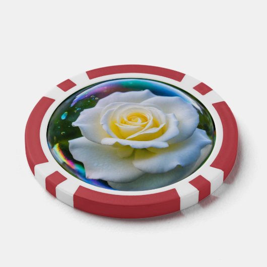 Weiße Rose in einer Seifenblase Pokerchips (Einzeln)