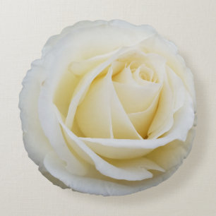 Weiße Rose in Nahaufnahme Foto Rundes Kissen