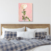 Weiße Rose in Vase - Canvas drucken Leinwanddruck (Insitu (Schlafzimmer))