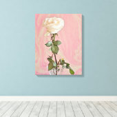 Weiße Rose in Vase - Canvas drucken Leinwanddruck (Insitu (Holzboden))