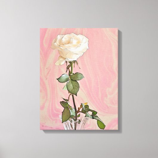 Weiße Rose in Vase - Canvas drucken Leinwanddruck (Vorderseite)