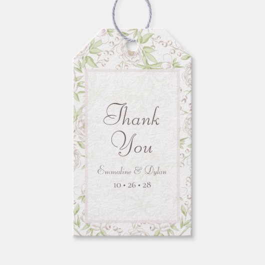 Weiße Rose Klassische Hochzeit Geschenkanhänger (Vorderseite)