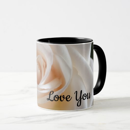 Weiße Rose "Liebe dich" Tasse (VorderseiteRechts)