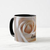Weiße Rose "Liebe Mama" Tasse (Vorderseite Links)