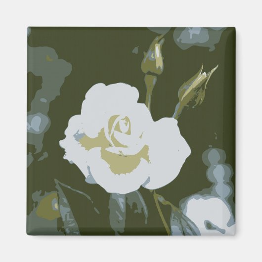 Weiße Rose Magnet (Vorne)