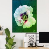 Weiße Rose mit dunklem Herz - Ölfarbe Poster (Heimbüro)