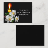 Weiße Rose mit Kerze nach Beerdigung Danke Mitteilungskarte (Vorne/Hinten)