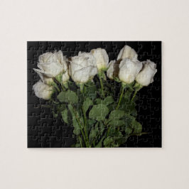 Weiße Rose mit langgestampften Stangen im Vase Jig Puzzle