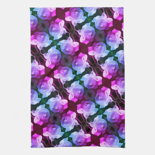 Weiße Rose mit Raindrops Abstrakte Blumenkunst Geschirrtuch (Vertikal)