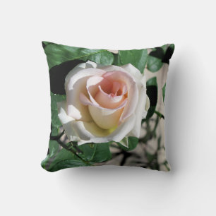 Weiße Rose mit rosa Mitte Kissen 40 cm x 40 cm