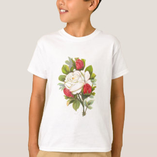 Weiße Rose mit roten Buds T-Shirt