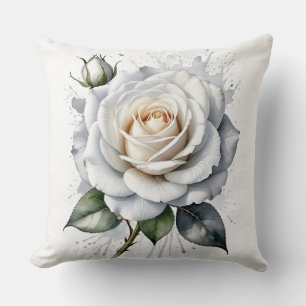 Weiße Rose mit Splash-Kissen Kissen