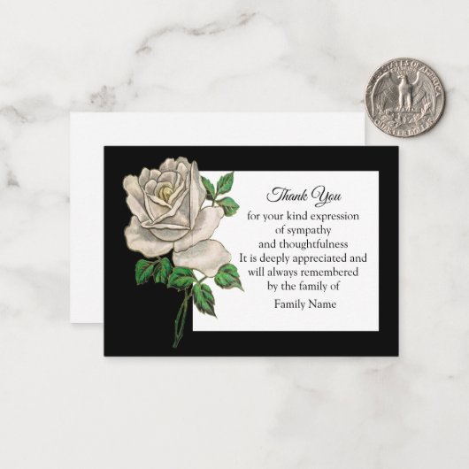 Weiße Rose nach der Beerdigung Danke Karten (Vorderseite/Rückseite Beispiel)