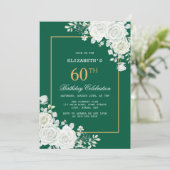 Weiße Rose Pastell Grüne Blüte Geburtstag Einladung (Stehend Vorderseite)
