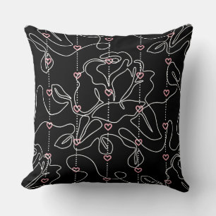 Weiße Rose Rosa Herz Grafik Muster Kissen
