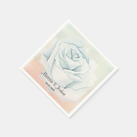 Weiße Rose Serviette (Ecke)