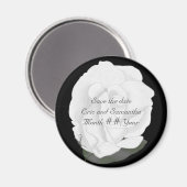 Weiße Rose, Speichern Sie das Datum Hochzeitsmagne Magnet (Vorderseite/Rückseite)
