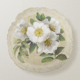 Weiße Rose & Spitzen Vintages Kissen