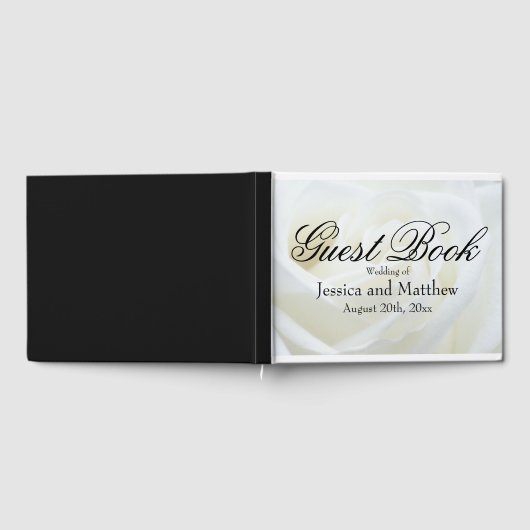 Weiße Rose Traditionelle Personalisierte Hochzeit Gästebuch (Voll)