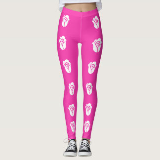 Weiße Rose über rosa Muster Leggings