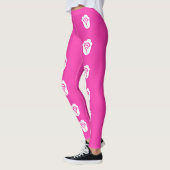 Weiße Rose über rosa Muster Leggings (Links)