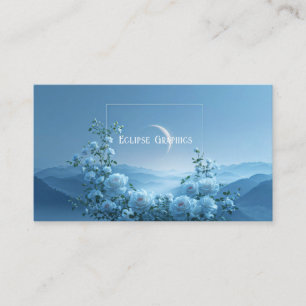 Weiße Rose und nebliger blauer Berg zunehmender Mo Visitenkarte