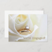 Weiße Rose und Ringe Verlobung Ankündigung (Vorne/Hinten)