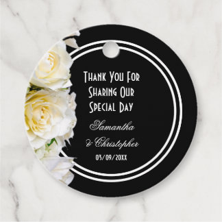 Weiße Rose und schwarze Blüte danke Ihnen Hochzeit Geschenkanhänger