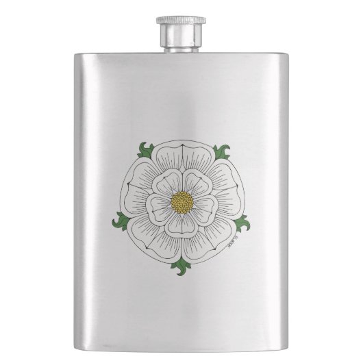Weiße Rose von York Flachmann (Vorderseite)