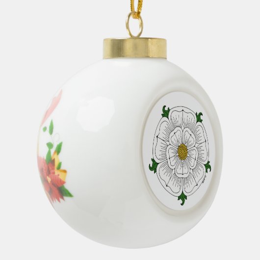 Weiße Rose von York Keramik Kugel-Ornament (Links)