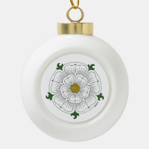 Weiße Rose von York Keramik Kugel-Ornament