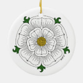 Weiße Rose von York Keramikornament (Hinten)