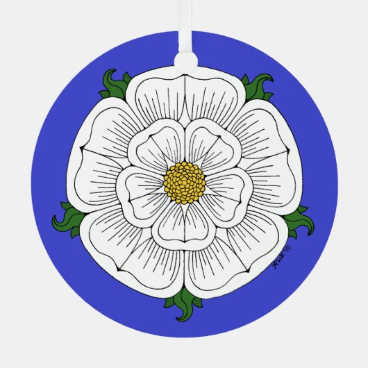 Weiße Rose von York Ornament Aus Metall (Rückseite)