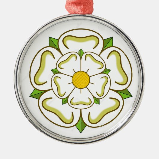 Weiße Rose von York Ornament Aus Metall (Vorne)
