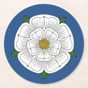 Weiße Rose von York Runder Pappuntersetzer