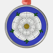 Weiße Rose von York Silbernes Ornament (Vorne)