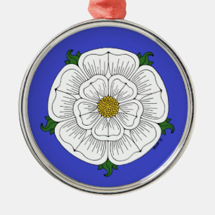 Weiße Rose von York Silbernes Ornament