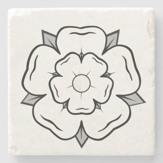 Weiße Rose von York Steinuntersetzer (Vorderseite)