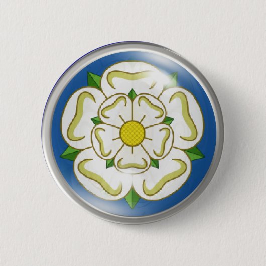 Weiße Rose von Yorkshire-Flagge Button (Vorderseite)