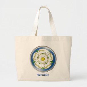 Weiße Rose von Yorkshire-Flagge Jumbo Stoffbeutel