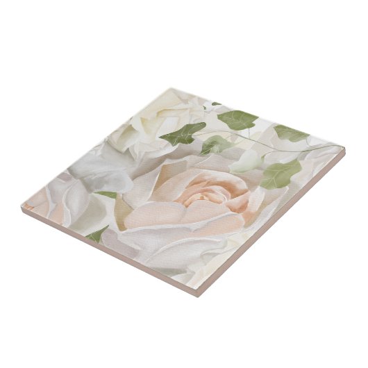 WEISSE ROSE WATERCOLOR FLIESE (Seite)