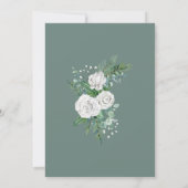 Weiße Rose Winter Grüne Botanische Beerdigung Einladung (Rückseite)