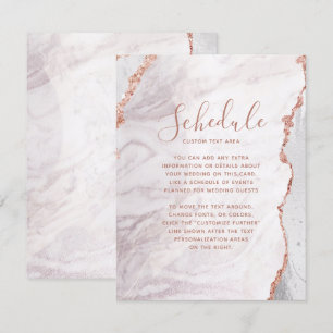 Weiße & Roségold-Achat-Hochzeitsplan-Karte Einladung
