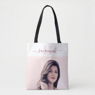 Weiße Roségold-Foto-Monogramm-Braut Tasche